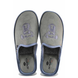 Сиви анатомични домашни чехли, текстилна материя - равни обувки за есента и зимата N 100023672