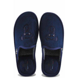 Тъмносини анатомични домашни чехли, текстилна материя - ежедневни обувки за есента и зимата N 100023673