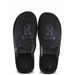 Черни анатомични домашни чехли, текстилна материя - всекидневни обувки за есента и зимата N 100023674