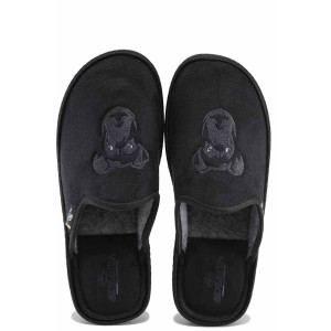 Черни анатомични домашни чехли, текстилна материя - всекидневни обувки за есента и зимата N 100023674