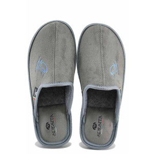 Сиви анатомични домашни чехли, текстилна материя - всекидневни обувки за есента и зимата N 100023677