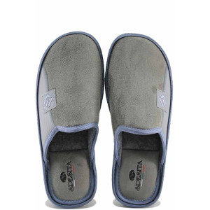 Сиви анатомични домашни чехли, текстилна материя - всекидневни обувки за есента и зимата N 100023680