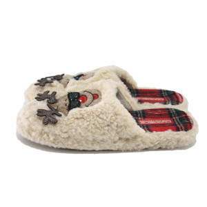 Бежови анатомични домашни чехли, текстилна материя - всекидневни обувки за есента и зимата N 100023874