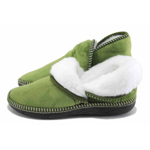 Зелени анатомични домашни чехли, текстилна материя - всекидневни обувки за есента и зимата N 100023977