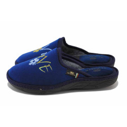 Тъмносини анатомични домашни чехли, текстилна материя - ежедневни обувки за есента и зимата N 100023982