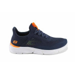 Сини мъжки маратонки, текстилна материя - ежедневни обувки за пролетта и лятото N 100022773