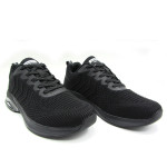 Черни мъжки маратонки, текстилна материя - спортни обувки за пролетта и лятото N 100022856