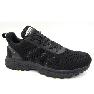 Черни мъжки маратонки, текстилна материя - спортни обувки за пролетта и лятото N 100022860