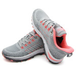 Сиви дамски маратонки, текстилна материя - всекидневни обувки за пролетта и лятото N 100022864
