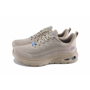 Бежови дамски маратонки, текстилна материя - спортни обувки за пролетта и лятото N 100022783