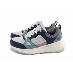 Сини анатомични дамски маратонки, еко-кожа и текстилна материя - всекидневни обувки за пролетта и лятото N 100022786