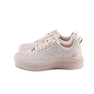 Розови дамски маратонки, здрава еко-кожа - спортни обувки за пролетта и лятото N 100022795