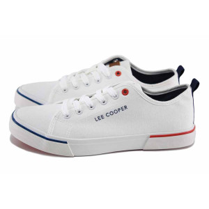 Бели мъжки маратонки, текстилна материя - спортни кецове за лятото N 100023428