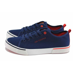 Тъмносини мъжки маратонки, текстилна материя - спортни кецове за лятото N 100023429