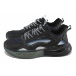 Черни мъжки маратонки, текстилна материя - спортни обувки за пролетта и лятото N 100023432