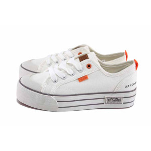 Бели анатомични дамски маратонки, текстилна материя - спортни кецове за пролетта и лятото N 100023433