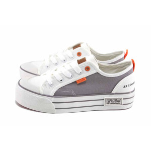 Сиви анатомични дамски маратонки, текстилна материя - спортни обувки за пролетта и лятото N 100023434