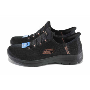 Черни анатомични дамски маратонки, текстилна материя - спортни обувки за пролетта и лятото N 100023504