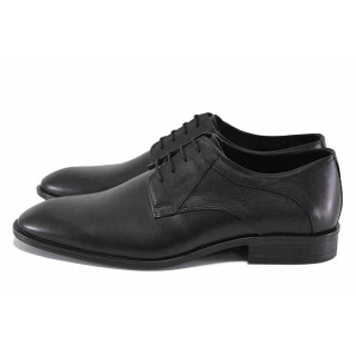 Черни официални мъжки обувки, естествена кожа - елегантни обувки за целогодишно ползване N 100022942
