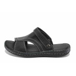 Черни мъжки чехли, естествена кожа - всекидневни обувки за лятото N 100023117