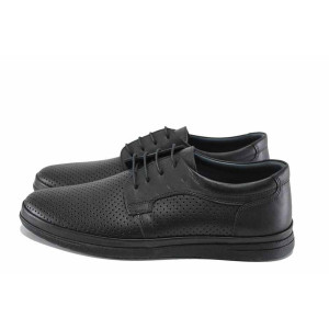 Черни анатомични мъжки обувки, естествена кожа - всекидневни обувки за пролетта и лятото N 100023208