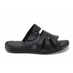 Черни мъжки чехли, естествена кожа - всекидневни обувки за лятото N 100023378