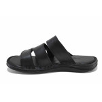 Черни мъжки чехли, естествена кожа - всекидневни обувки за лятото N 100023378