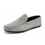 Сиви дамски мокасини, естествен велур - всекидневни обувки за пролетта и лятото N 100023406