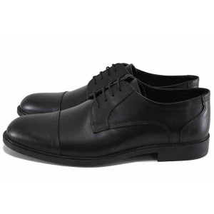 Черни анатомични официални мъжки обувки, естествена кожа - елегантни обувки за есента и зимата N 100023578