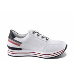 Бели спортни дамски обувки, естествена кожа - спортни обувки за пролетта и лятото N 100022660