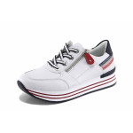 Бели спортни дамски обувки, естествена кожа - спортни обувки за пролетта и лятото N 100022660