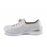Бели дамски обувки с равна подметка, еко-кожа и текстилна материя - ежедневни обувки за пролетта и лятото N 100022665
