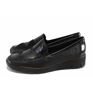 Черни дамски обувки с равна подметка, естествена кожа и еко-кожа - всекидневни обувки за пролетта и лятото N 100022666