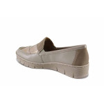 Бежови дамски обувки с равна подметка, естествена кожа и еко-кожа - всекидневни обувки за пролетта и лятото N 100022676