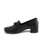 Черни дамски обувки със среден ток, естествена кожа и еко-кожа - ежедневни обувки за пролетта и лятото N 100022677
