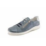 Сини дамски обувки с равна подметка, естествена кожа - всекидневни обувки за пролетта и лятото N 100022692