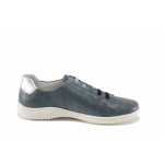 Сини дамски обувки с равна подметка, естествена кожа - всекидневни обувки за пролетта и лятото N 100022692