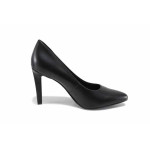 Черни дамски обувки с висок ток, здрава еко-кожа - официални обувки за целогодишно ползване N 100022693