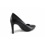 Черни дамски обувки с висок ток, здрава еко-кожа - официални обувки за целогодишно ползване N 100022693