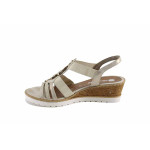 Бежови дамски сандали, здрава еко-кожа - всекидневни обувки за пролетта и лятото N 100022694