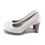 Бели дамски обувки с висок ток, естествена кожа - всекидневни обувки за пролетта и лятото N 100022699