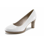 Бели дамски обувки с висок ток, естествена кожа - всекидневни обувки за пролетта и лятото N 100022699