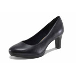 Тъмносини дамски обувки с висок ток, естествена кожа - официални обувки за пролетта и лятото N 100022700