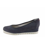 Тъмносини дамски обувки с платформа, качествен еко-велур - ежедневни обувки за пролетта и лятото N 100022704
