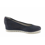 Тъмносини дамски обувки с платформа, качествен еко-велур - ежедневни обувки за пролетта и лятото N 100022704