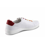 Бели дамски обувки с равна подметка, естествена кожа - спортни обувки за пролетта и лятото N 100022705