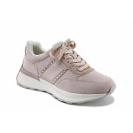 Розови спортни дамски обувки, естествена кожа и еко-кожа - спортни обувки за пролетта и лятото N 100022707