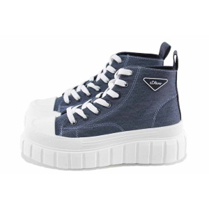 Тъмносини анатомични дамски кецове, текстилна материя - спортни кецове за пролетта и лятото N 100022713