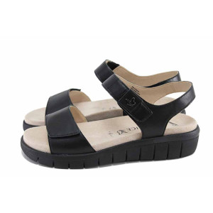 Черни анатомични дамски сандали, естествена кожа - всекидневни обувки за пролетта и лятото N 100022714