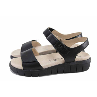 Черни дамски сандали, естествена кожа - всекидневни обувки за пролетта и лятото N 100022714